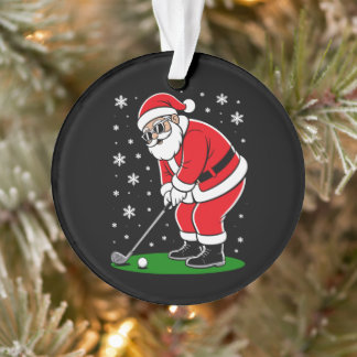 Ornamento Natal Papai Noel Golfe Golfista Flocos de Neve Gol