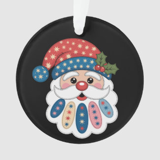 Ornamento Natal Papai Noel Remendo Floco de Neve Azevinho In