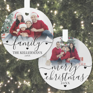 Ornamento Natal Personalizado de Família com Duas Fotos em A