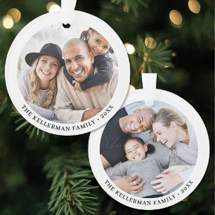 Ornamento Natal Personalizado de Família com Duas Fotos em A