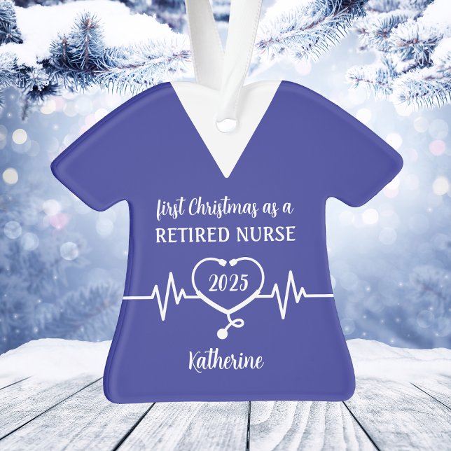 Ornamento Natal Personalizado para Enfermeira Aposentada (Personalized Retired Nurse Christmas Ornament
)