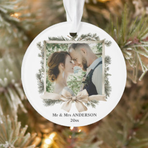 Ornamento Natal personalizado recém-casado Foto de Natal