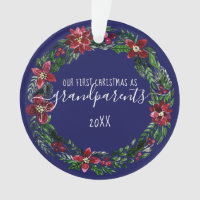 Natal Poinsettia Wreath Foto dos Avós