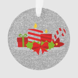 Ornamento Natal Potpourri Silver Faux Glitter