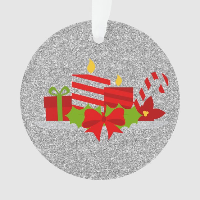 Ornamento Natal Potpourri Silver Faux Glitter (Frente)