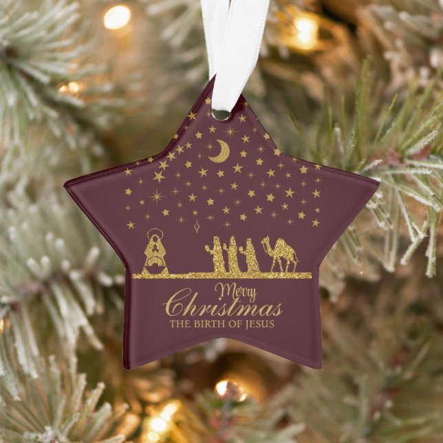 Ornamento Natal religioso, Nascimento de Jesus, Três Rei (Árvore)