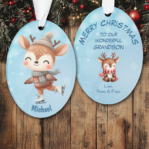 Ornamento Natal Reno Cute de Inverno para Neto