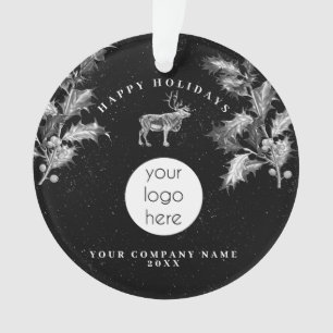 Ornamento Natal Rustic Black White Holidy Business