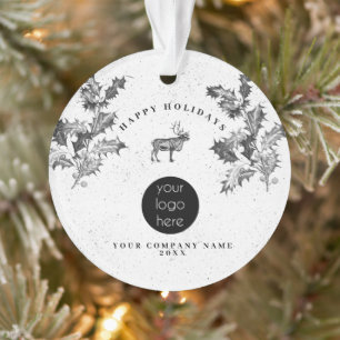 Ornamento Natal Rustic Black White Holidy Business