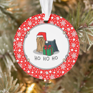Ornamento Natal Santa Hat Yorkshire Terrier Yorkie Cute