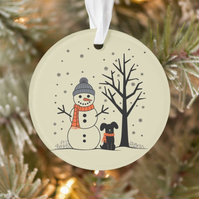 Ornamento Natal Snowman Xmas Dog Winter (Árvore)