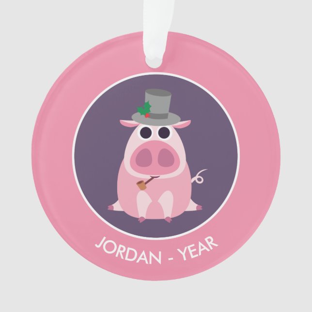 Ornamento Natal suspeitoso o porco (Frente)