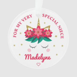 Ornamento Natal Unicorn Niece Gift Personalizado