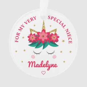 Ornamento Natal Unicorn Niece Gift Personalizado