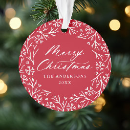 Ornamento Natal Vermelho do Floco de Neve Elegante