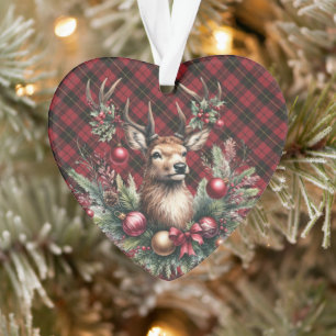 Ornamento Natal Wallace Vermelho Desgastado Tartan Escocês