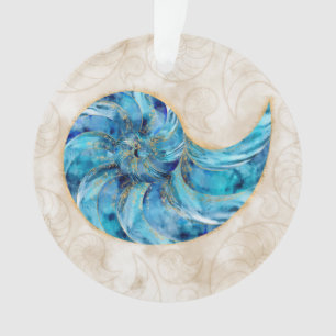 Ornamento Nautilus Shell Blue