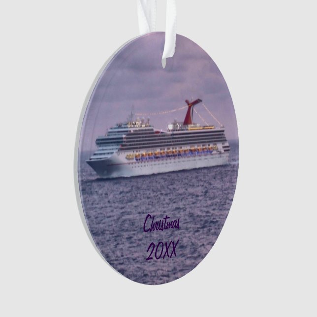 Ornamento Navio de cruzeiros em datado roxo (Frente)