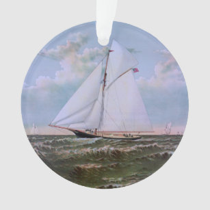 Ornamento Navio de Navegação Antiquada - Yacht Sailboat Ocea