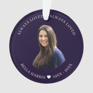 Ornamento Navy Blue Photo Memorial Christmas Tribute