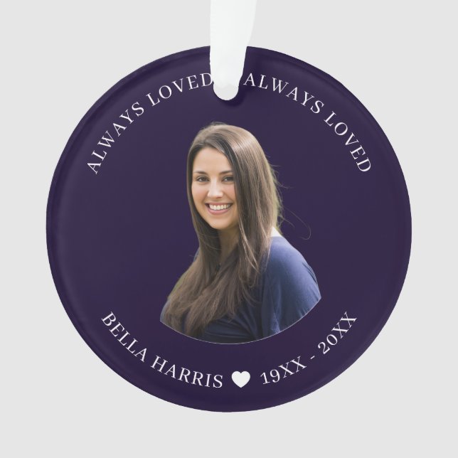 Ornamento Navy Blue Photo Memorial Christmas Tribute (Frente)