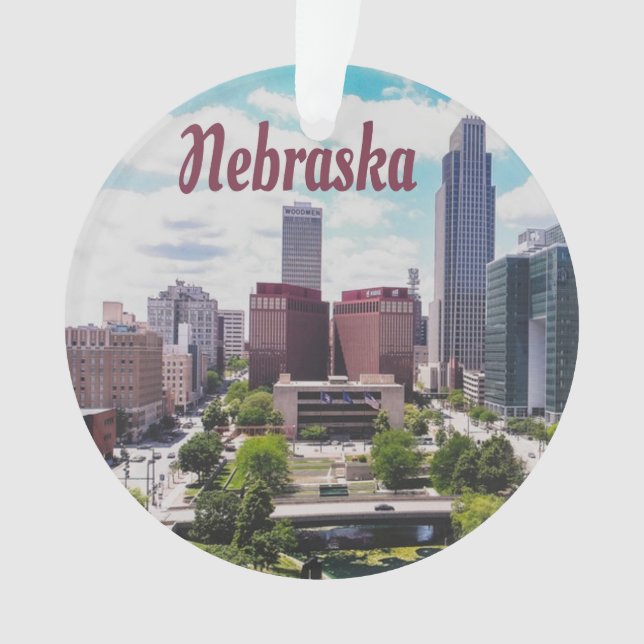 Ornamento Nebraska City Skyline Omaha (Frente)