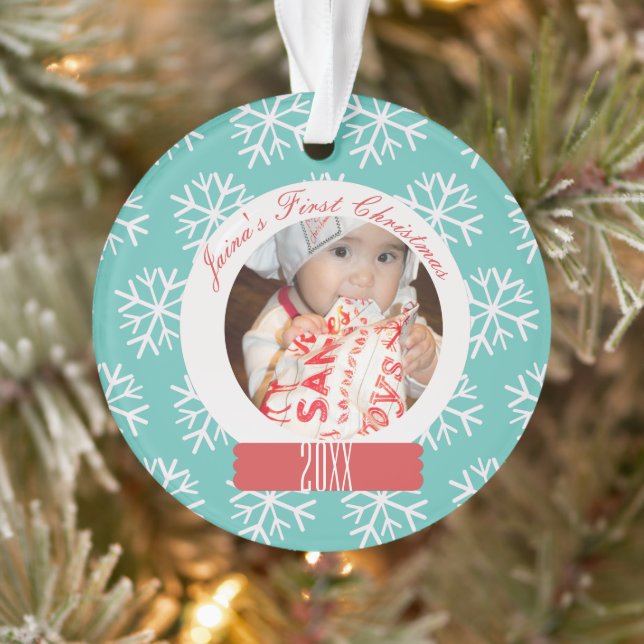 Ornamento Neve Flocos de Neve do Primeiro Natal do Bebê (Árvore)