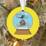 Ornamento Neve Globe com Blackbird Singing<br><div class="desc">Uma ilustração de um lindo globo de neve com pássaro negro cantando no topo de uma casa de pássaros sagrados pendurada em um galho com bolas de natal coloridas em uma paisagem nevada e pinheiros. Esta fofa design de passarinho é uma ideia de presente para amantes de Natal ou de...</div>