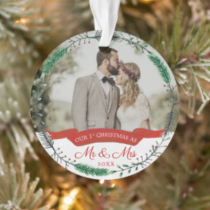 Ornamento Newlyweds 1rua Casou Foto de Natal