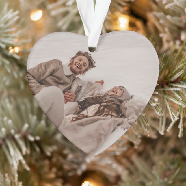 Ornamento Newlyweds First Christmas Elegant Script Modern (Árvore)