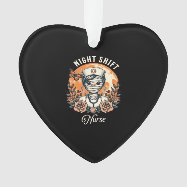 Ornamento Night Shift Nurse Mummy Halloween Healthcare Flora (Frente)