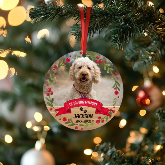 Ornamento No Loving Memory Pet Memorial 2-Photo Keepsaoket (in loving memory christmas pet photo ornament )