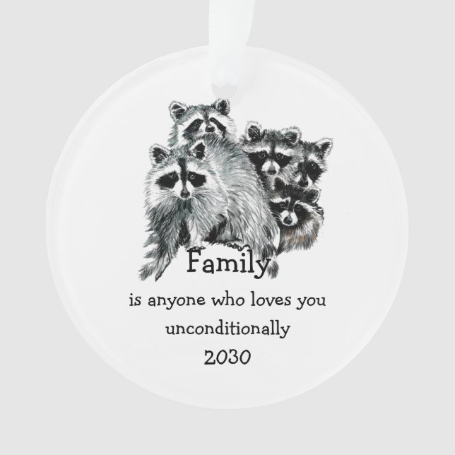 Ornamento Noite de Amor entre Amigos da Família Raccoon (Frente)