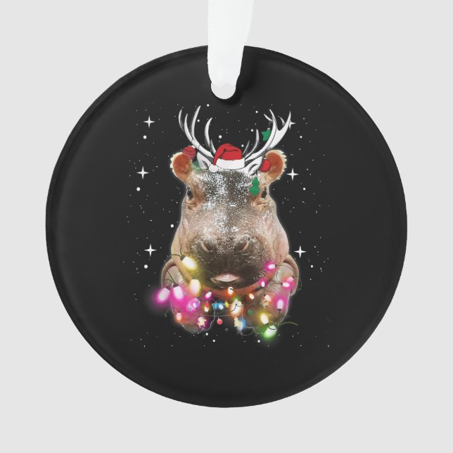 Ornamento Noite de Natal Hippo Fiona Hippopotamus Lover (Frente)