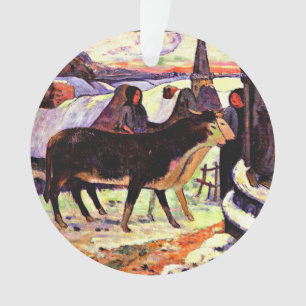Ornamento Noite de Natal, pintura de arte fina por Gauguin
