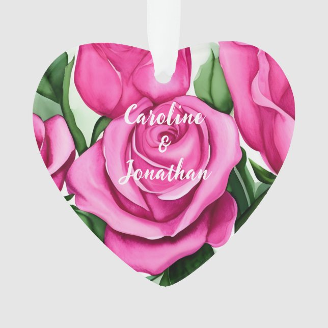 Ornamento Noivado de Rosas de Aquarela (Frente)