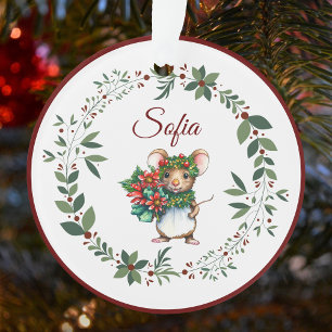 Ornamento Nome Burgundy Sweet Mouse Árvore de Natal