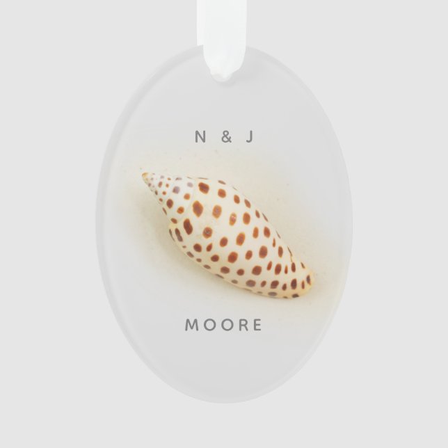 Ornamento Nome das Iniciais de Junonia Beach Shell Tropical  (Frente)
