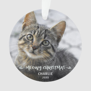 Ornamento Nome de Foto do Gato MEOWAS CHRISTMAS Ano