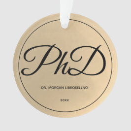 Ornamento Nome de Graduação de PhD Dourado elegantemente