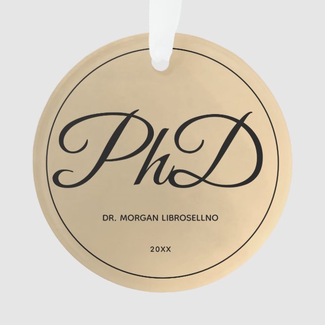 Ornamento Nome de Graduação de PhD Dourado elegantemente (Frente)