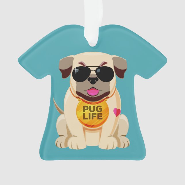 Ornamento Nome de texto personalizado do Pug Life (Frente)