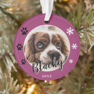 Ornamento Nome do Cachorro Púrpura Nome Foto de Natal