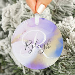 Ornamento Nome do Monograma Personalizado de Luxo Violet Dou<br><div class="desc">Personalize facilmente este estilo glamouroso,  abstrato lilac,  tinta aquática e fundo de pulverização em ouro falso,  com os seus detalhes personalizados.</div>