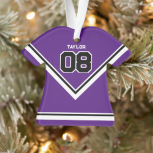 Ornamento Nome do Número do Jogador Jersey Purple & White Ch