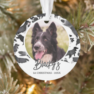Ornamento Nome do padrão do Border Collie Foto 1º Natal