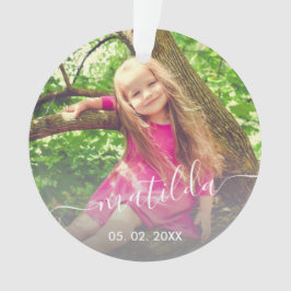 Ornamento Nome e foto da garota personalizada e elegante