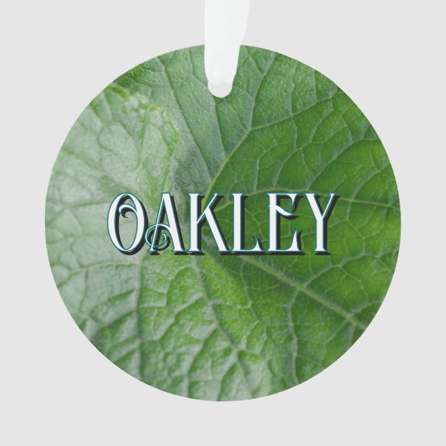 Ornamento Nome e imagem personalizados de detalhes de folha  (Frente)