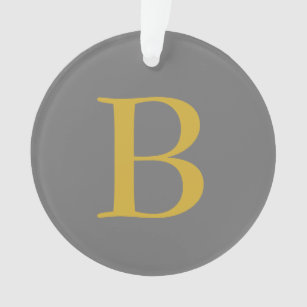 Ornamento Nome inicial do Monograma de Cor Dourada da Cinza 