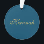 Ornamento Nome Mínimo de Tendência Profissional Dourada Azul<br><div class="desc">Representa-se com esta design moderna e elegante. Esse modelo pode ser personalizado para atender a todas as profissões profissionais.</div>
